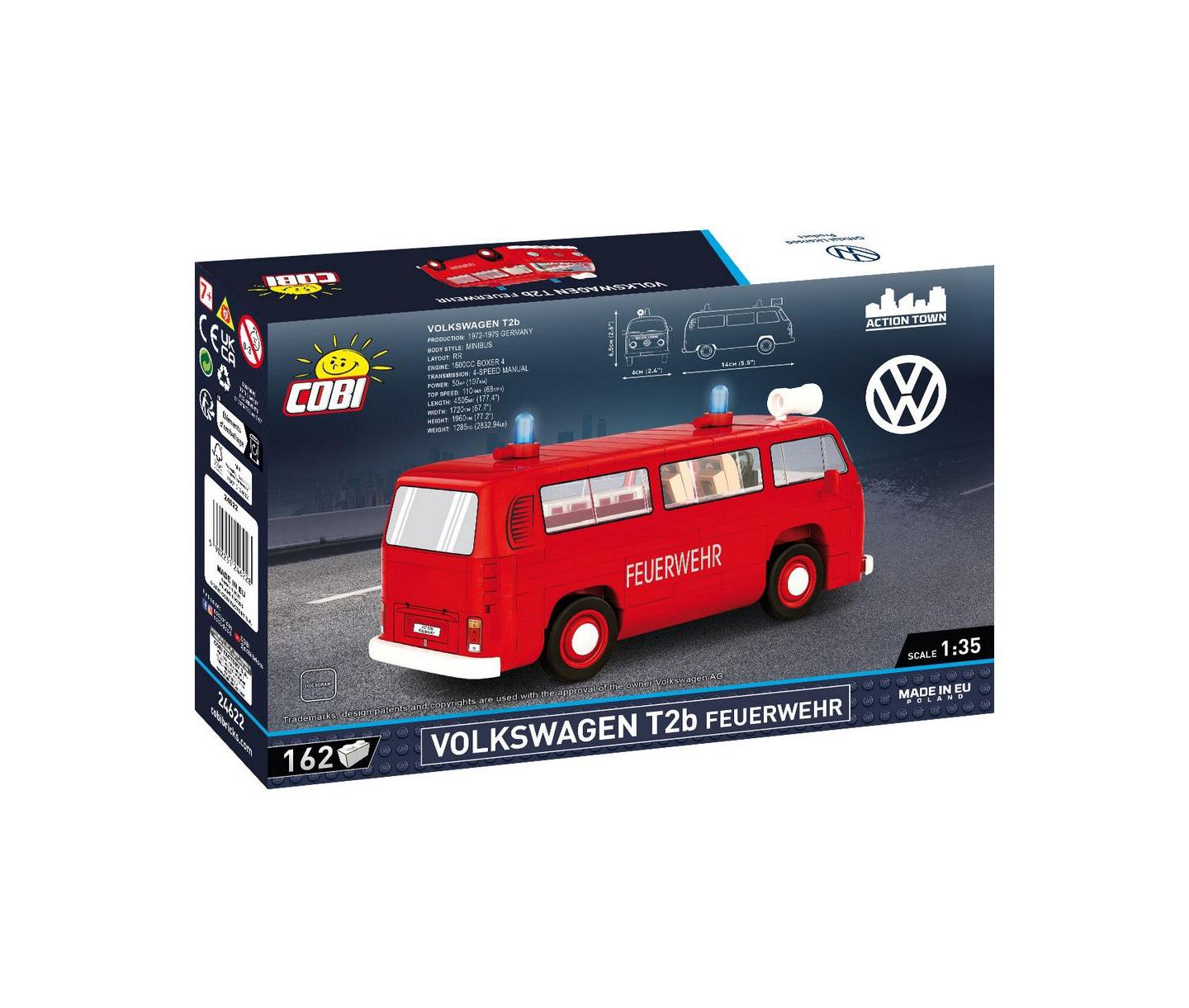 Детский конструктор COBI Action Town Volkswagen T2b Feuerwehr 162-Piece Building Set, Ages 7+ — фото 2