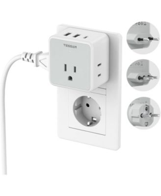 European and Italy Travel Plug Adapter with 3 Outlets and 3 USB Ports