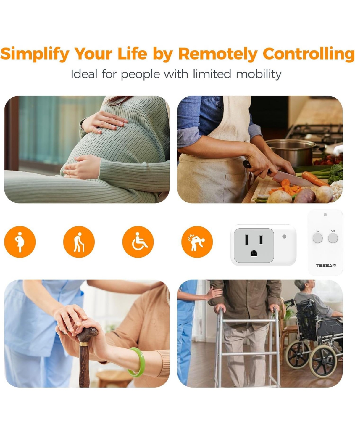 Tessan Remote Control Outlet with Wireless On/Off Switch