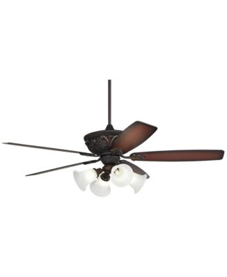 60" Montego Traditional Indoor Ceiling Fan 5 Blade Marbleized Glass LED Light
