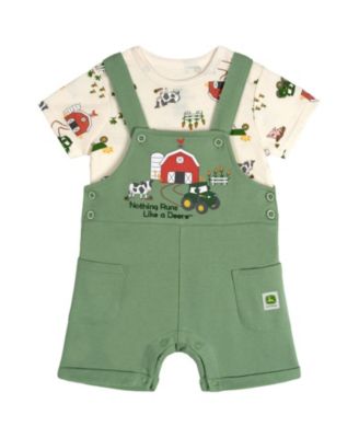 Toddler Boys' 2T-5T Farm Print Crewneck Short-Sleeve Tee and Shortalls, 2-Piece Set