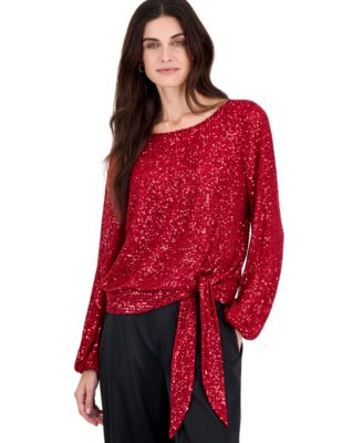 Women's Sequin Long-Sleeve Blouse