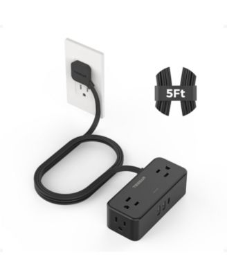 5-Foot Surge Protection Power Strip with 4 AC Outlets and 3 USB Ports, Compatible with North American Plugs