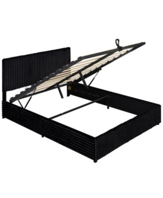 Queen Size Lift-up Storage Bed with Wooden Slat Support