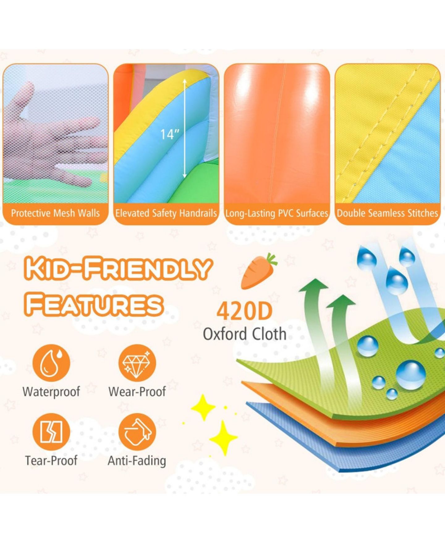 Детская игрушка SUGIFT Kids Bounce House with Climbing Wall, Slide & Ball Pit, 370W Blower, Ages 3-12, цвет: Open Miscellaneous — фото 4