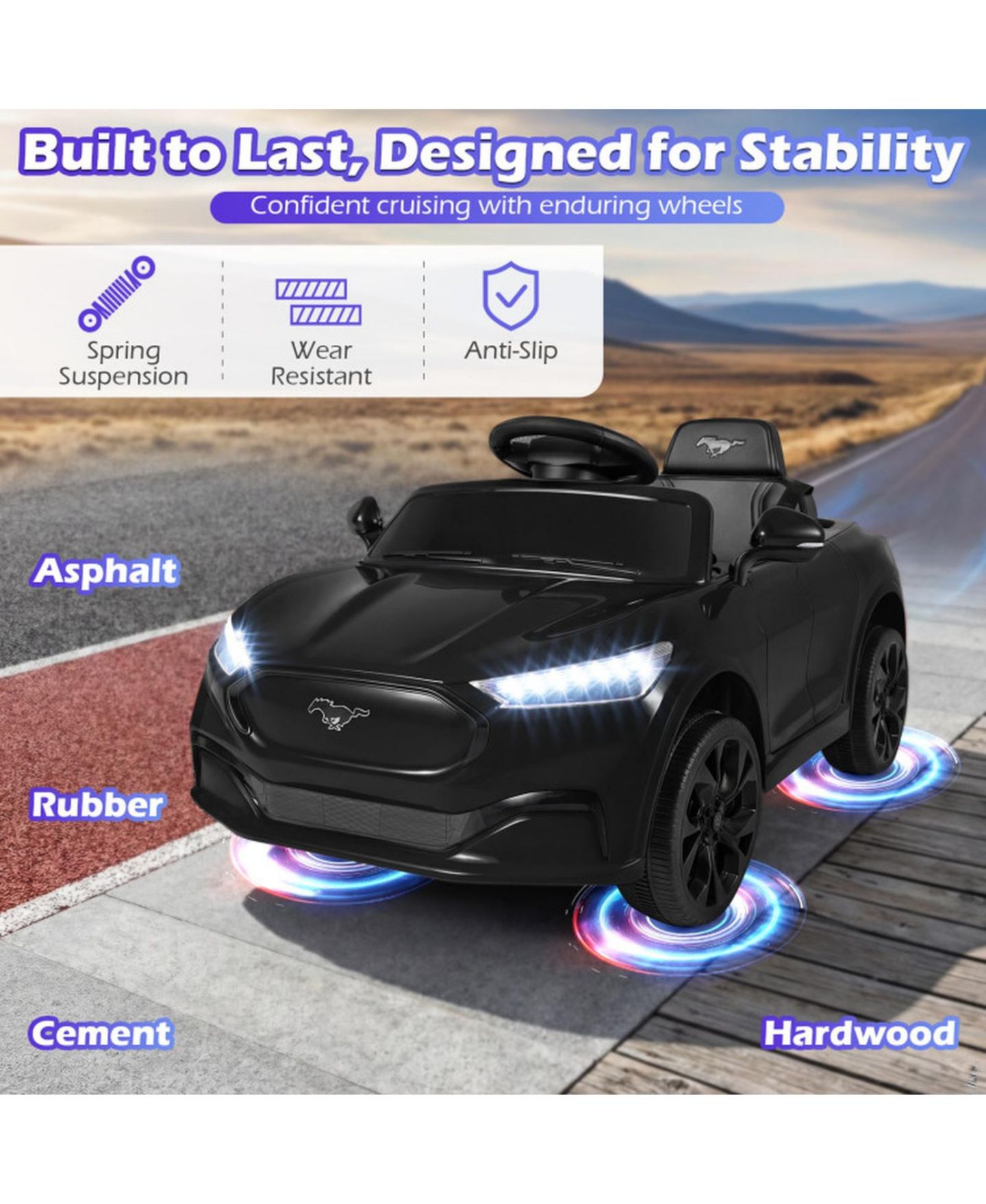 Детская игрушка SUGIFT 12V Kids Ride On Car with Parent Remote Control and Licensed Design, Ages 3-7, цвет: Чёрный — фото 7