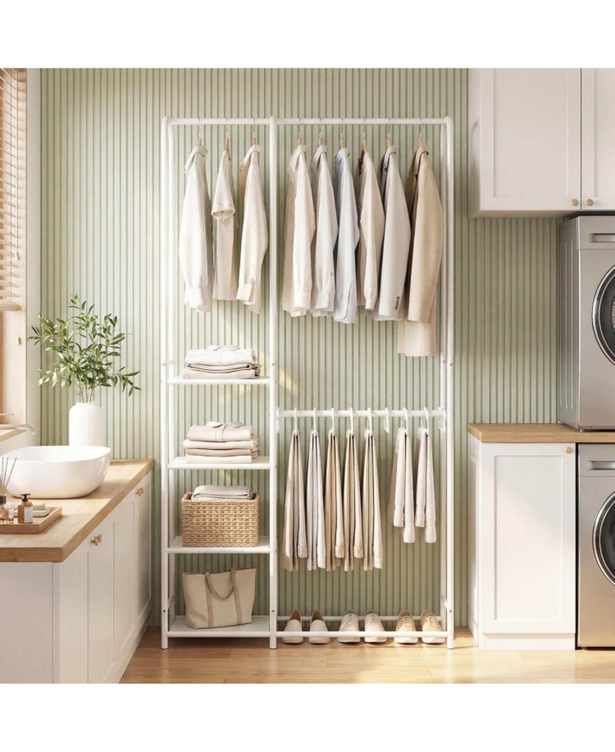 Hongge Portable Closet Organizer with Ten Removable Pants Hangers