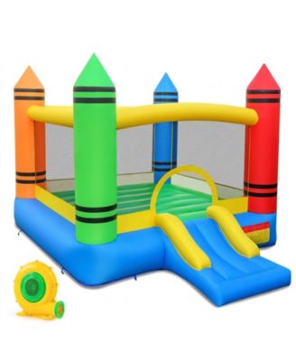 2-in-1 Crayon Themed Inflatable Bounce House, Accommodates Up to 2 Children, Ages 3-12