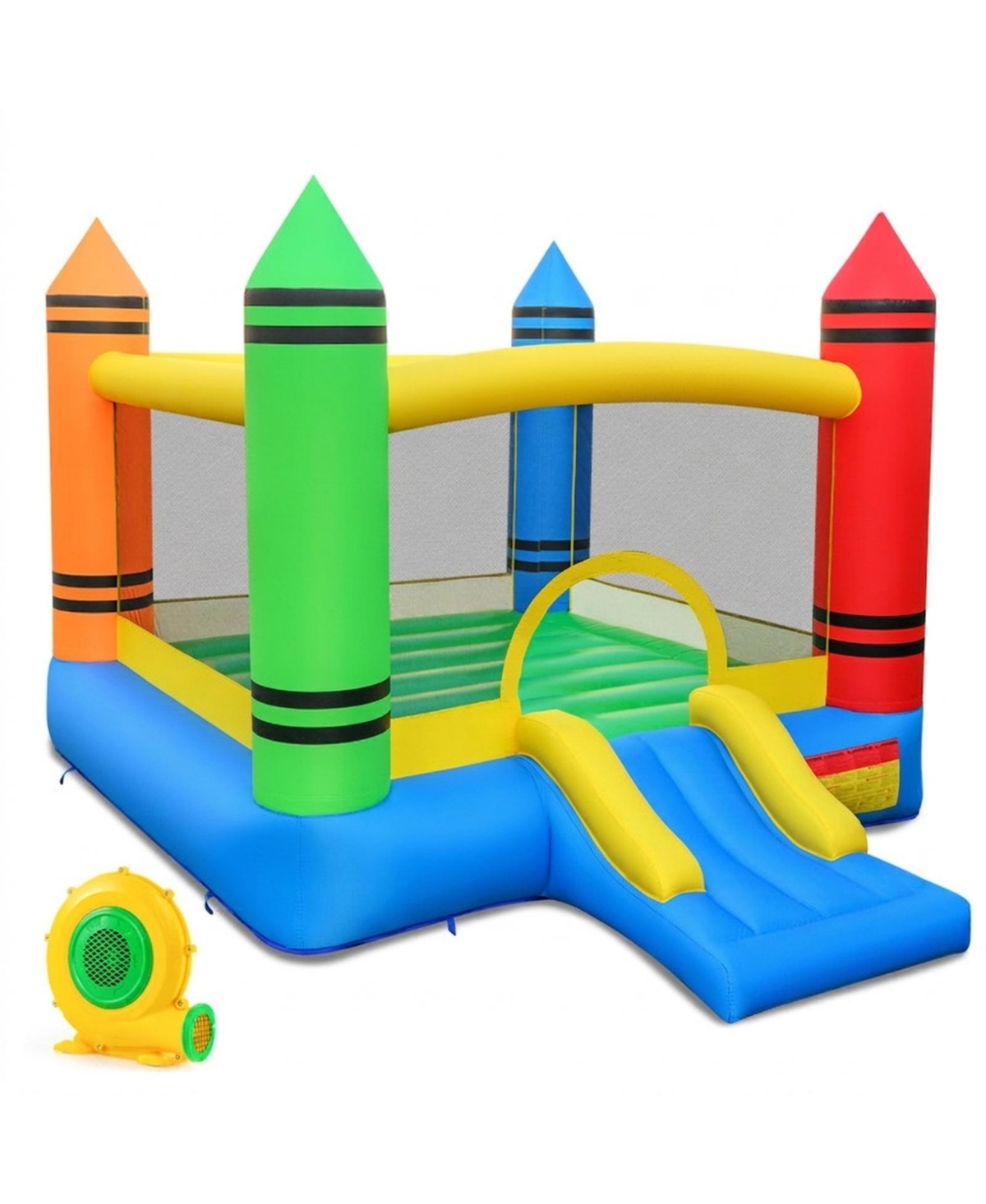 Hongge 2-in-1 Crayon Themed Inflatable Bounce House, Accommodates Up to 2 Children, Ages 3-12