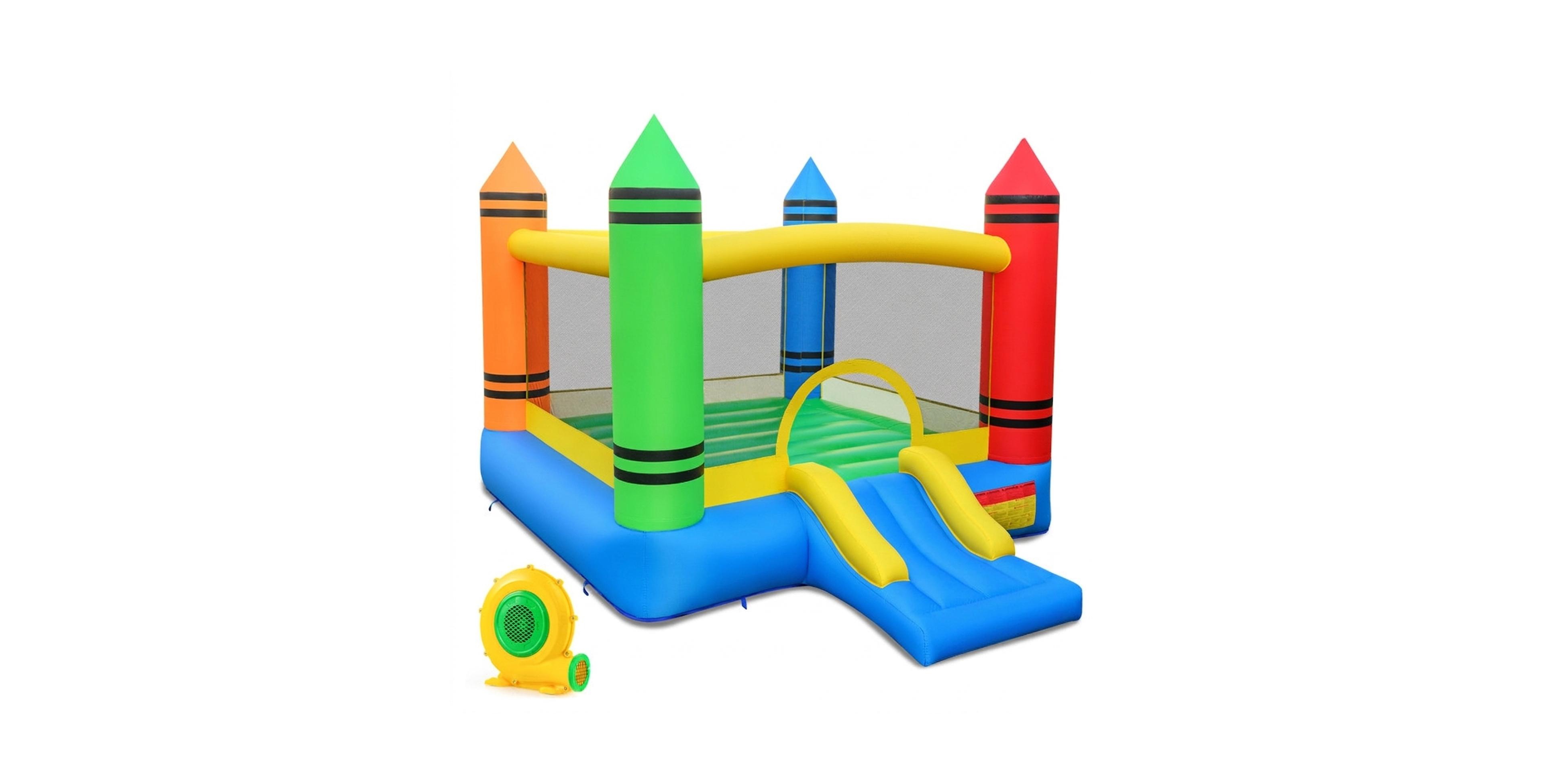 Hongge 2-in-1 Crayon Themed Inflatable Bounce House, Accommodates Up to 2 Children, Ages 3-12