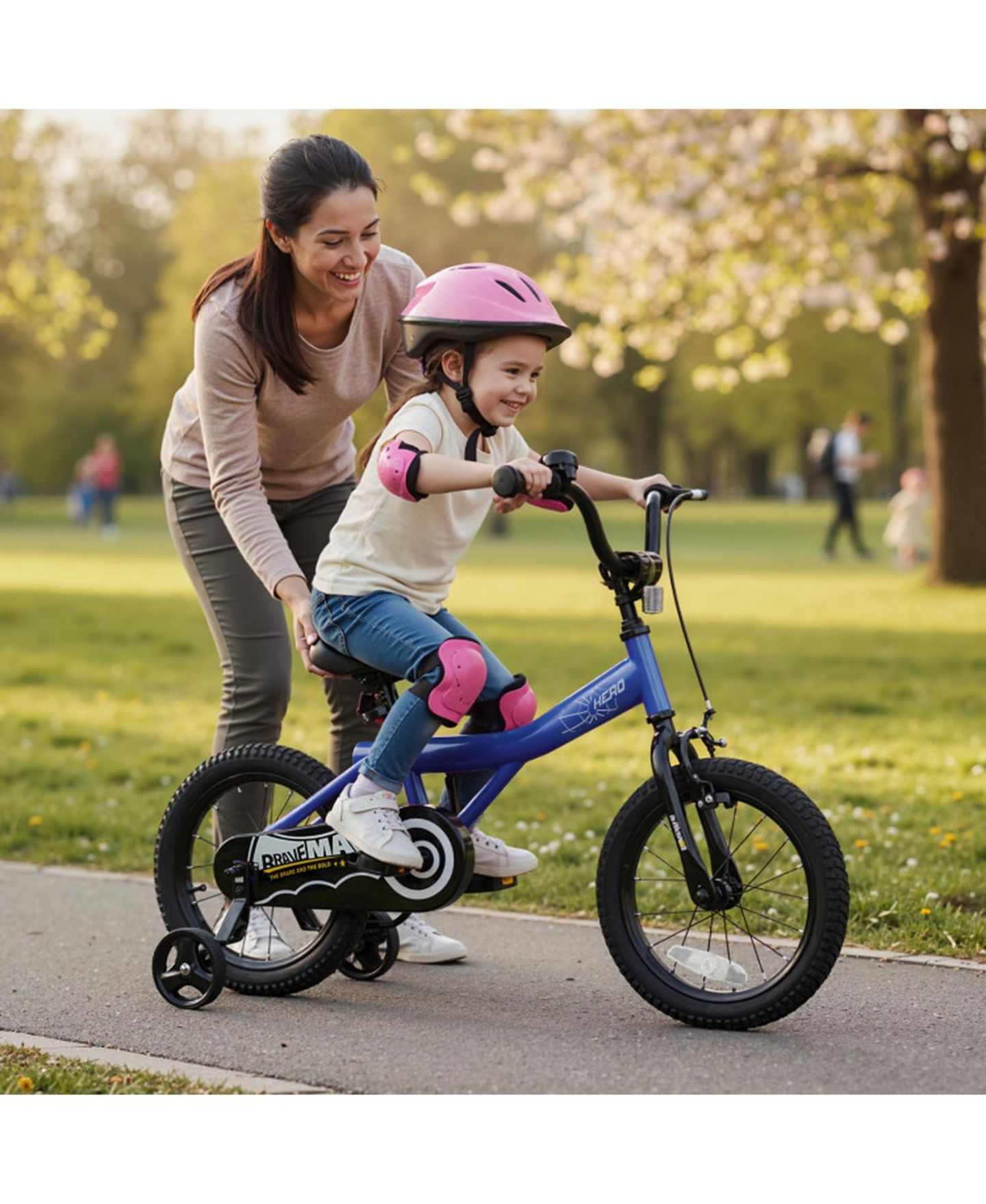 Детская игрушка HONGGE 14-Inch Kids Bike with Removable Training Wheels and Dual Brakes, Ages 3-5, цвет: Тёмно-синий — фото 10