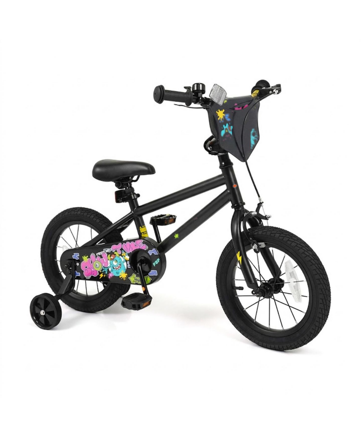 Детская игрушка HONGGE 14-Inch Kids Bike with Detachable Training Wheels and Dual Brakes, Ages 3-5, цвет: Чёрный — фото 1
