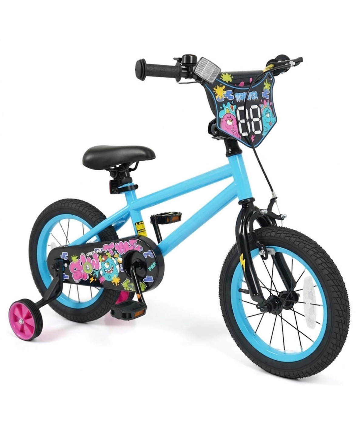 Hongge 14-Inch Kids' Bike with Training Wheels and Dual Brakes, Ages 3-5