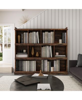 10-Cubby Large Open Bookcase, 15 Millimeter Particle Board Home Storage Display Cabinet