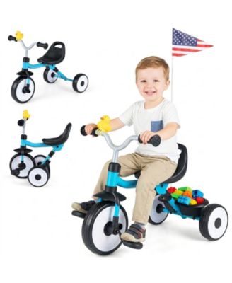 Folding Toddler Tricycle with Light-Up Wheels and Adjustable Seat, 45 lbs Capacity, Ages 1-3