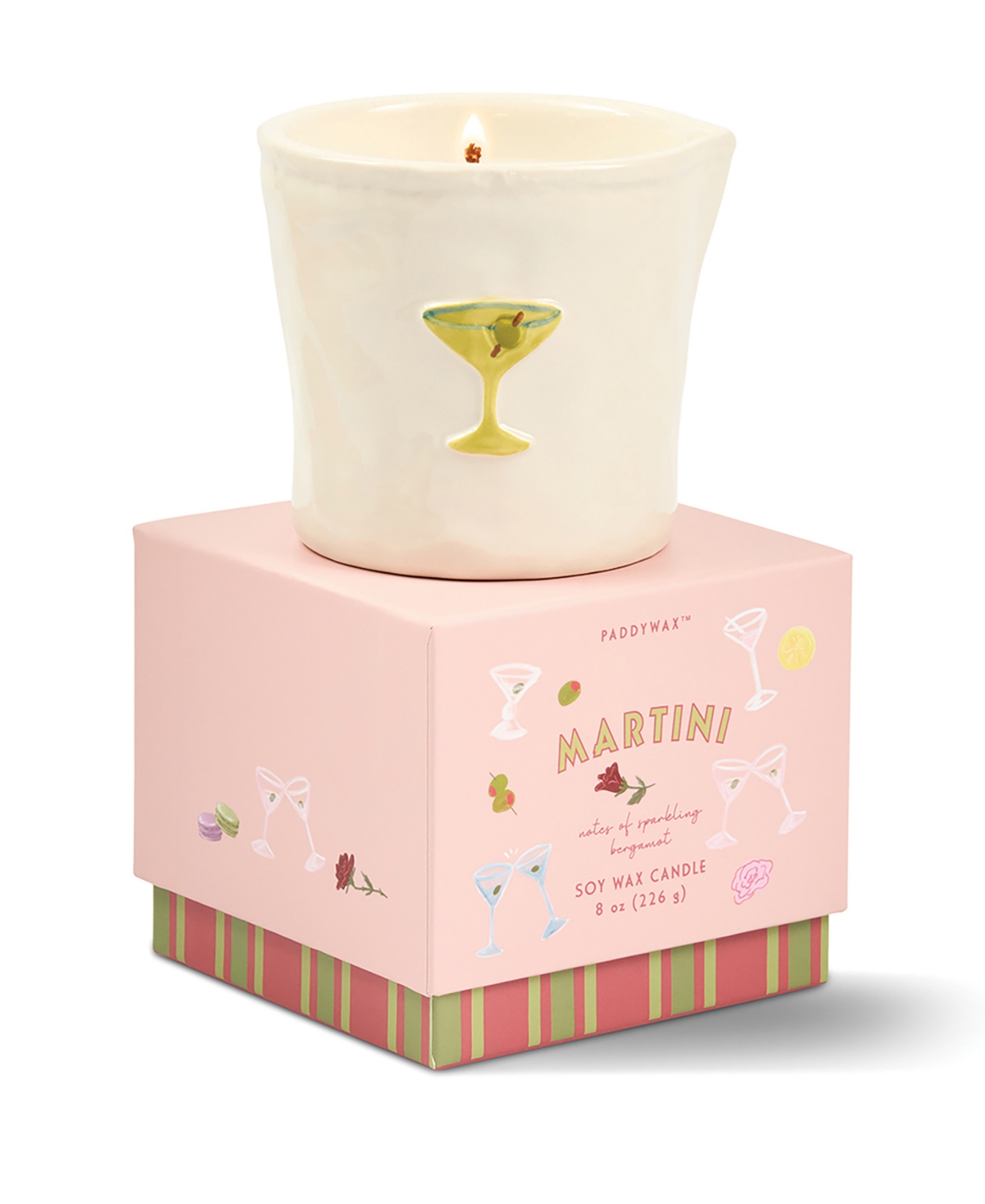 Paddywax Martini Bistro Candle, 3.6" In Ivory