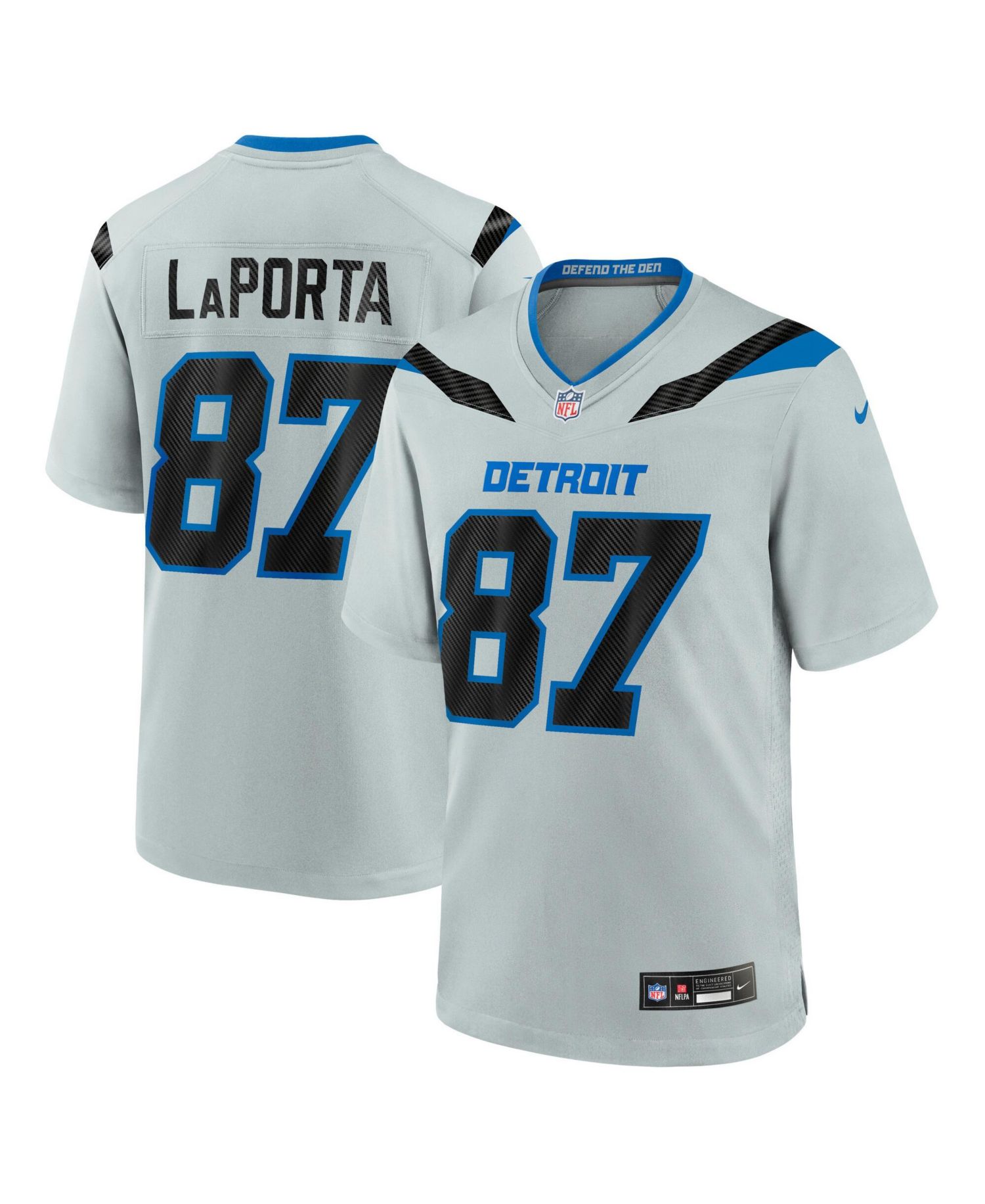 Men's Sam Laporta Silver Detroit Lions 2026 Rivalries Collection Game Jersey