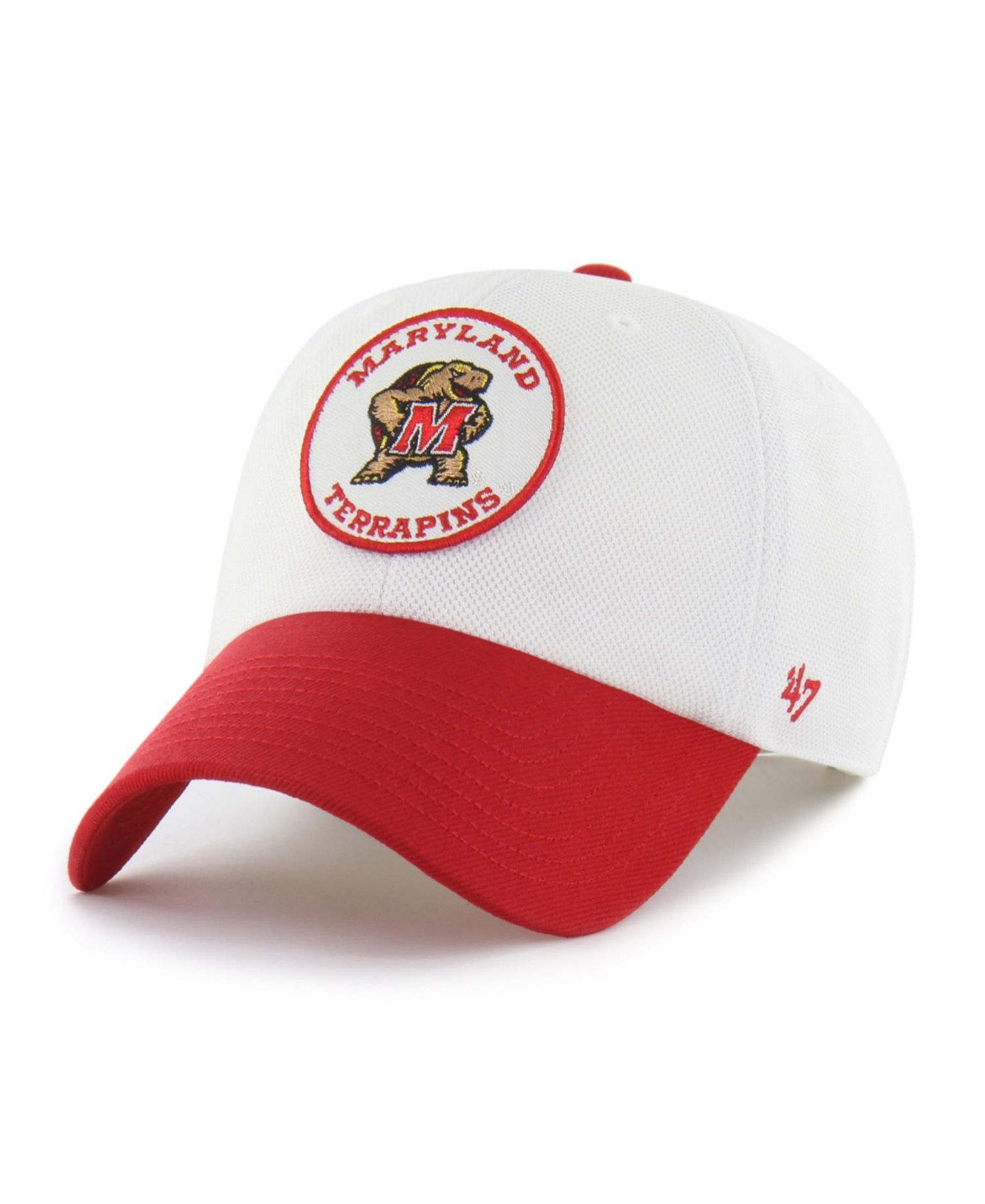 Men's and Women's '47 White/Red Maryland Terrapins Pique Patch Clean Up Adjustable Hat