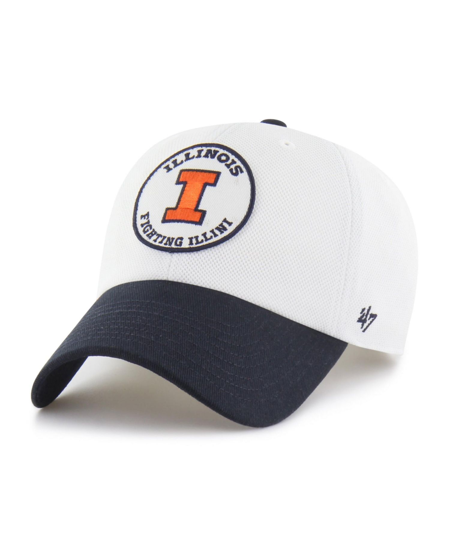 Men's and Women's '47 White/Navy Illinois Fighting Illini Pique Patch Clean Up Adjustable Hat