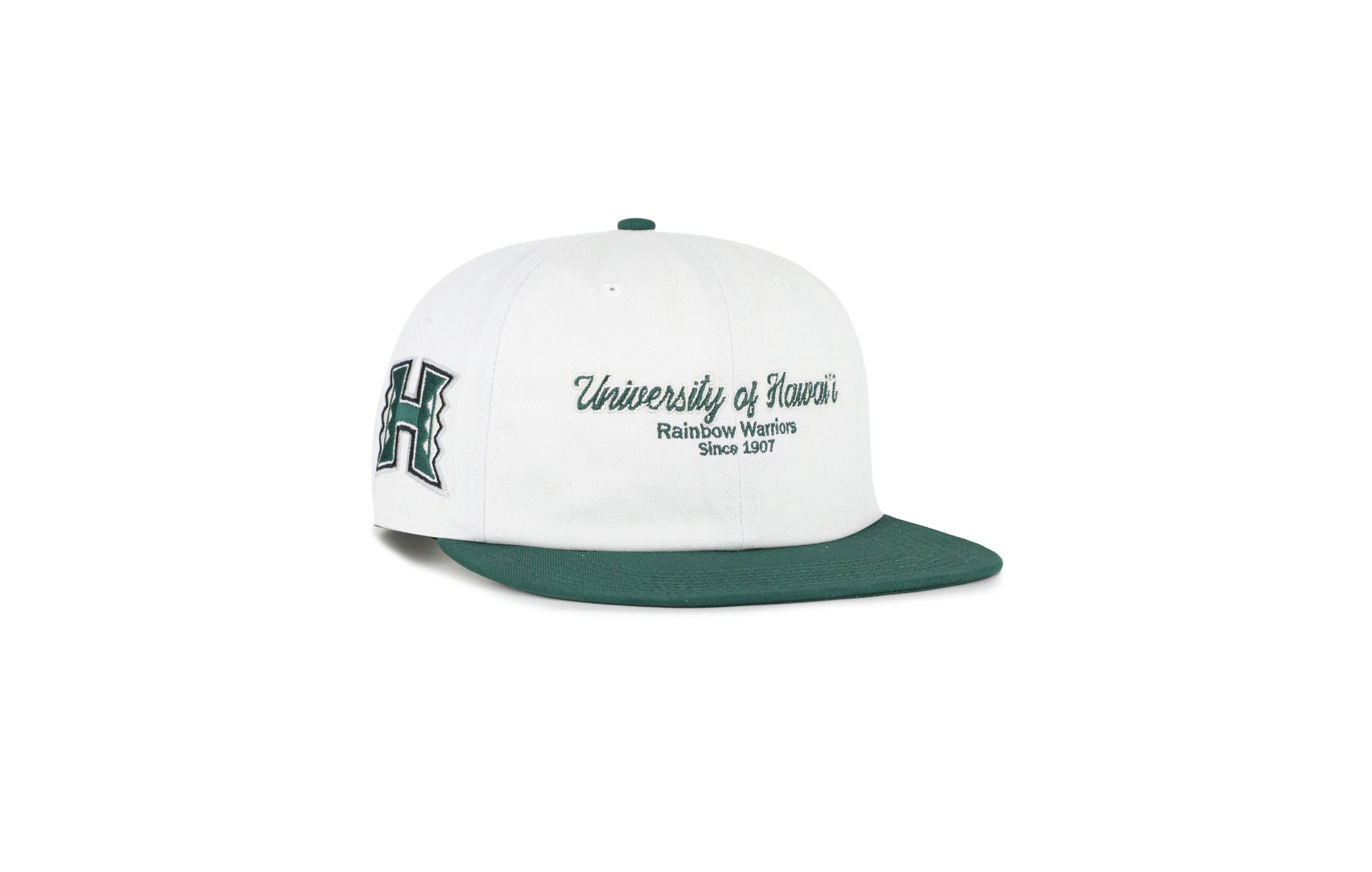 '47 Brand Men's White/Green Hawaii Rainbow Warriors Script Stack Relaxed Captain Adjustable Hat