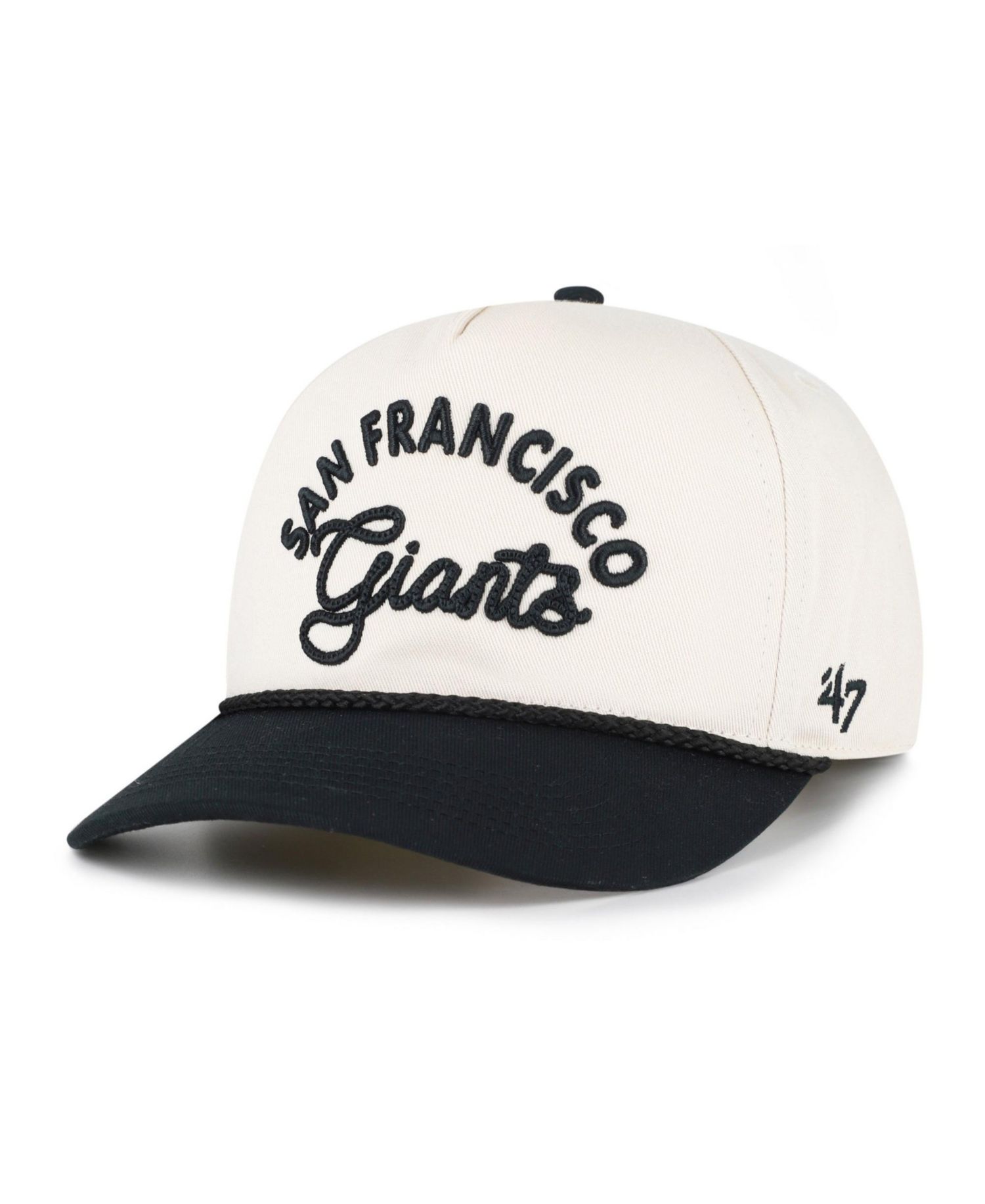 Men's and Women's '47 Natural/Black San Francisco Giants Rope Script Hitch Adjustable Hat