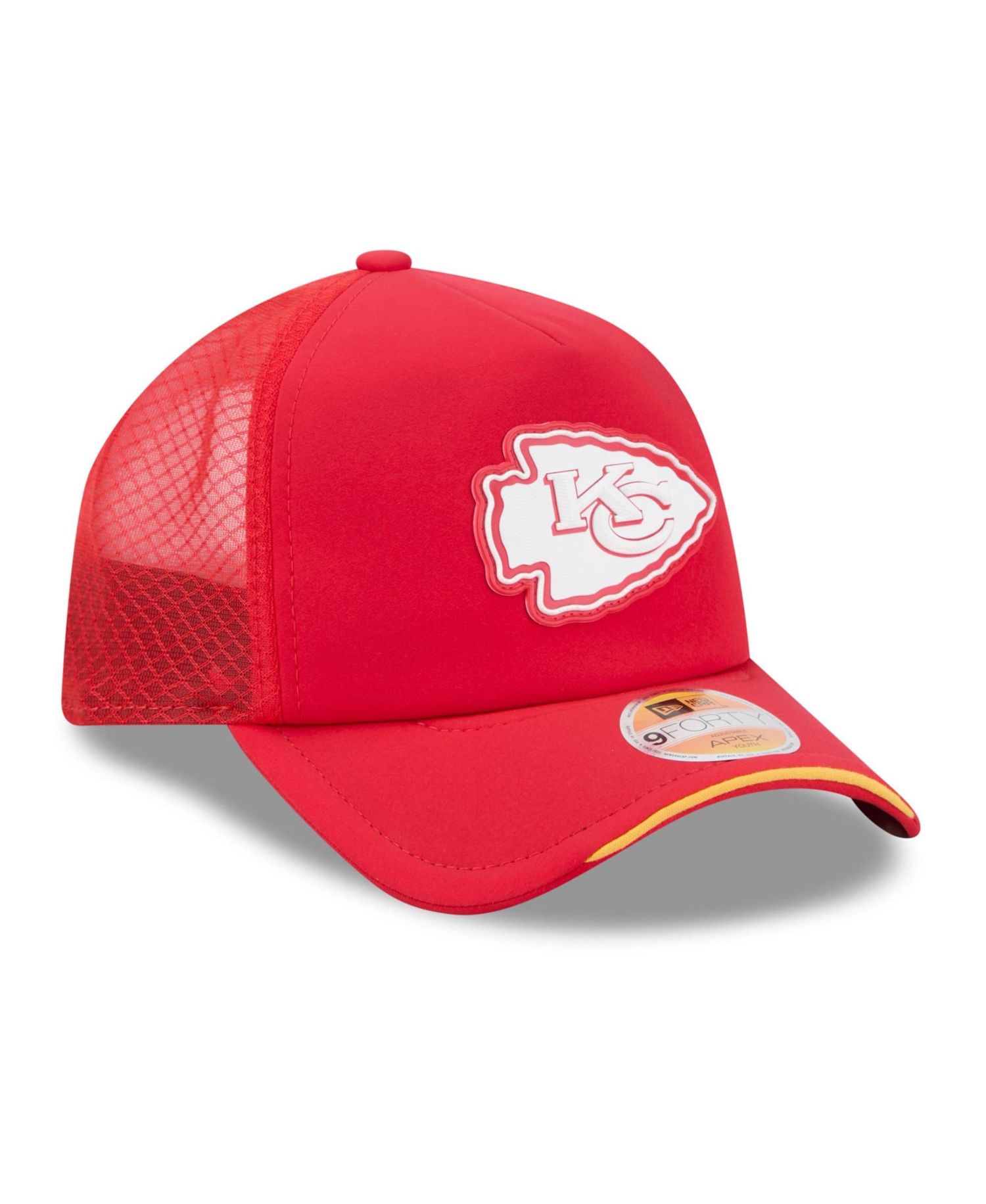 Big Boys and Girls Red Kansas City Chiefs 2026 Sideline Apex 9FORTY Adjustable Trucker Hat