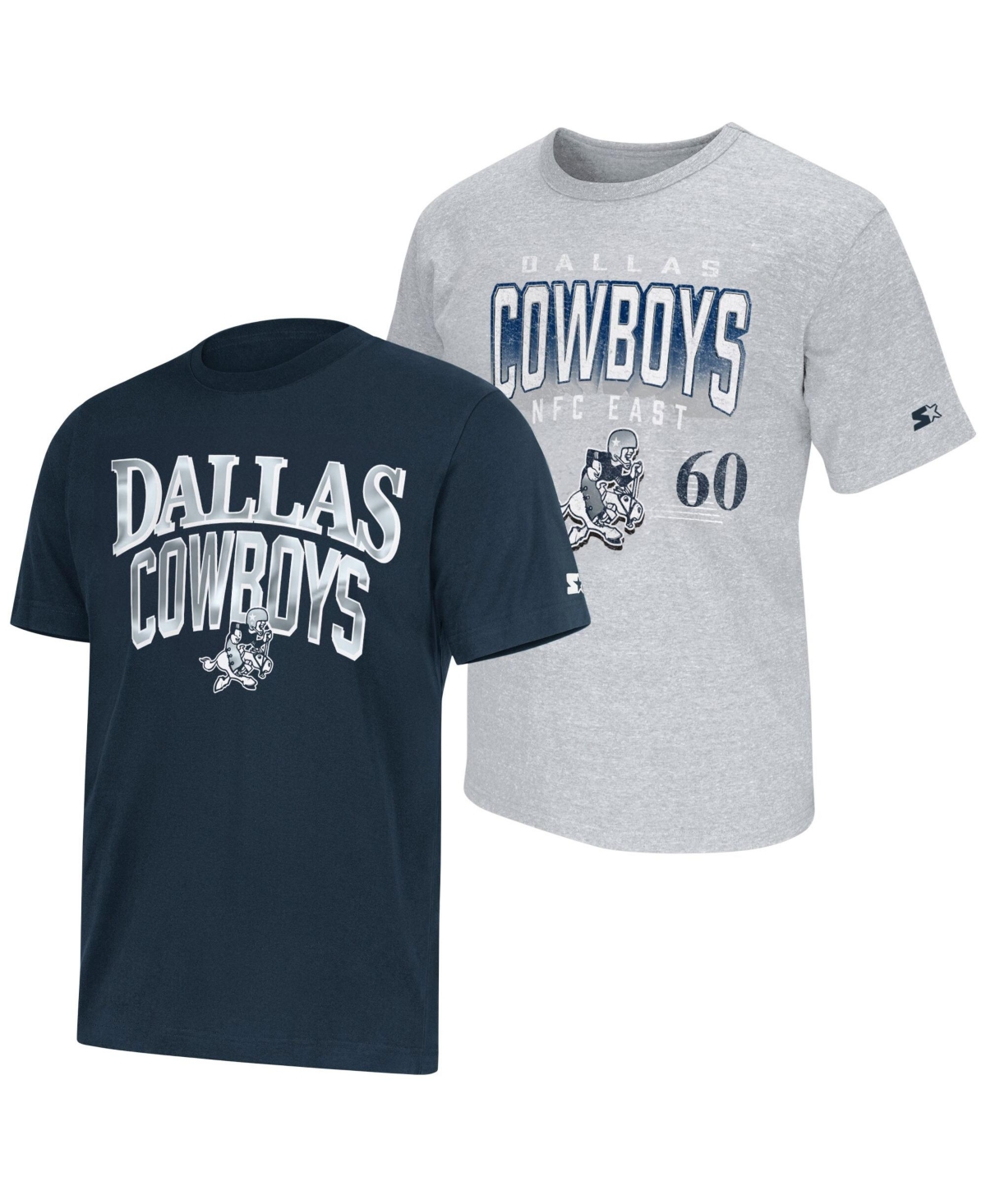 Starter Men's Navy/Heather Gray Dallas Cowboys Two-Pack Logo T-Shirt Set