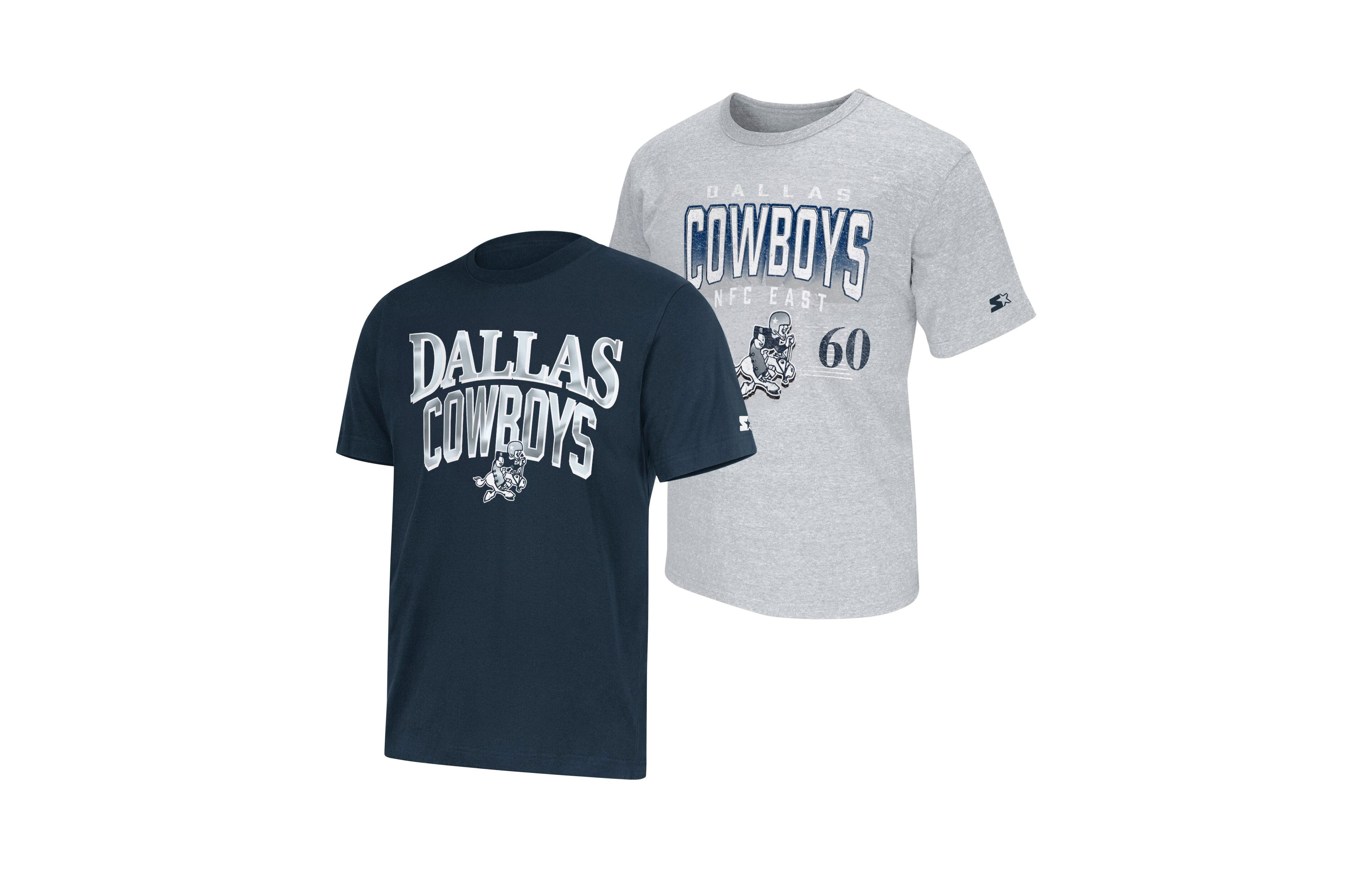 Starter Men's Navy/Heather Gray Dallas Cowboys Two-Pack Logo T-Shirt Set