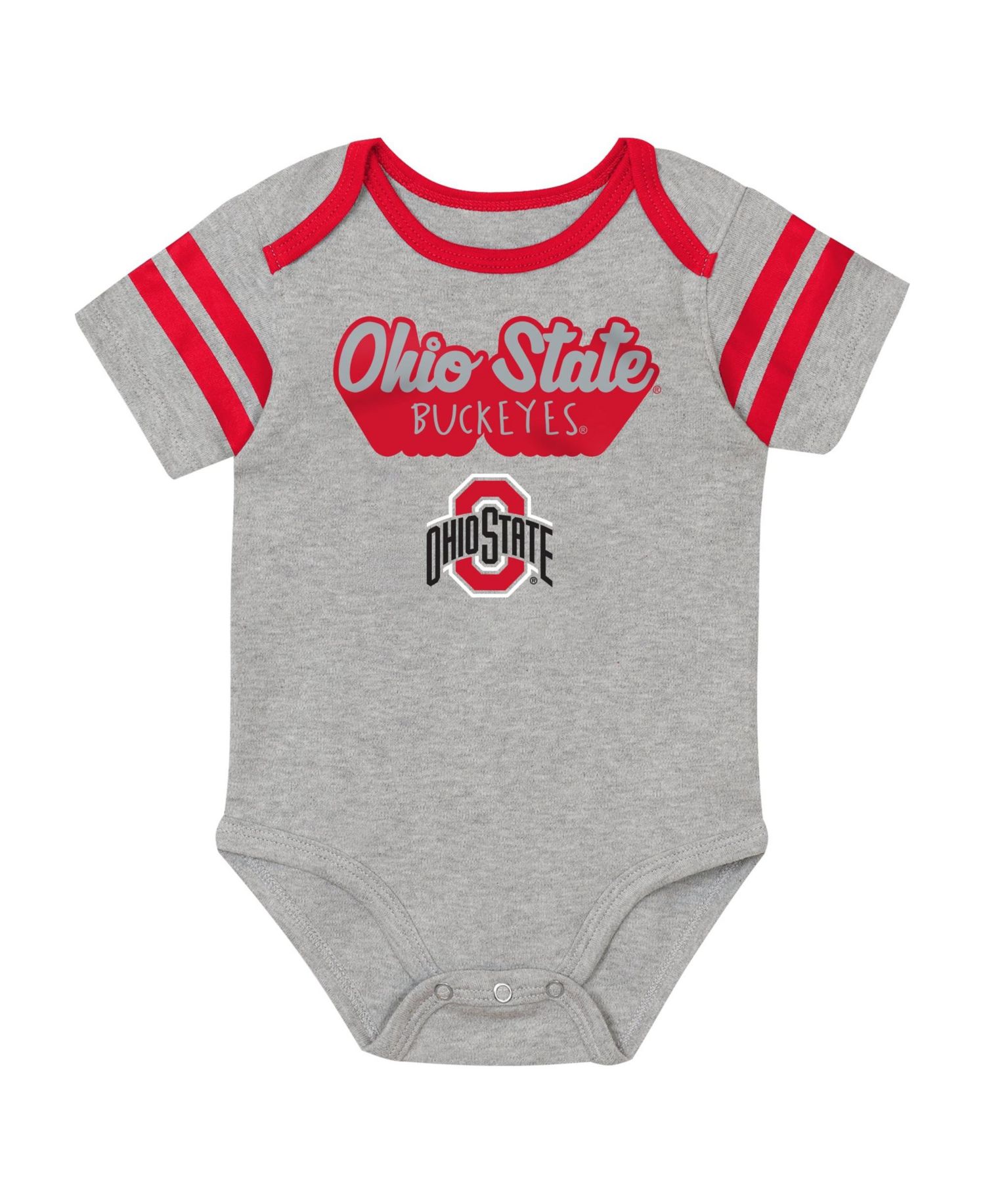 Baby Boys and Girls Red Ohio State Buckeyes Star Player Three-Piece Bodysuit Set