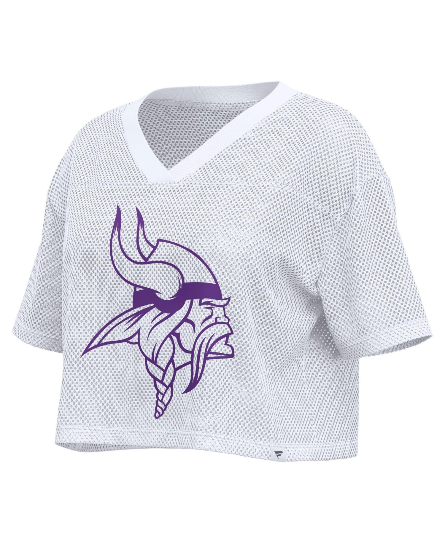 Women's White Minnesota Vikings Oversized Mesh Cropped V-Neck Jersey
