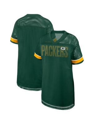 Women's Green Green Bay Packers Oversized Team First Deep Route Mesh V-Neck Dress