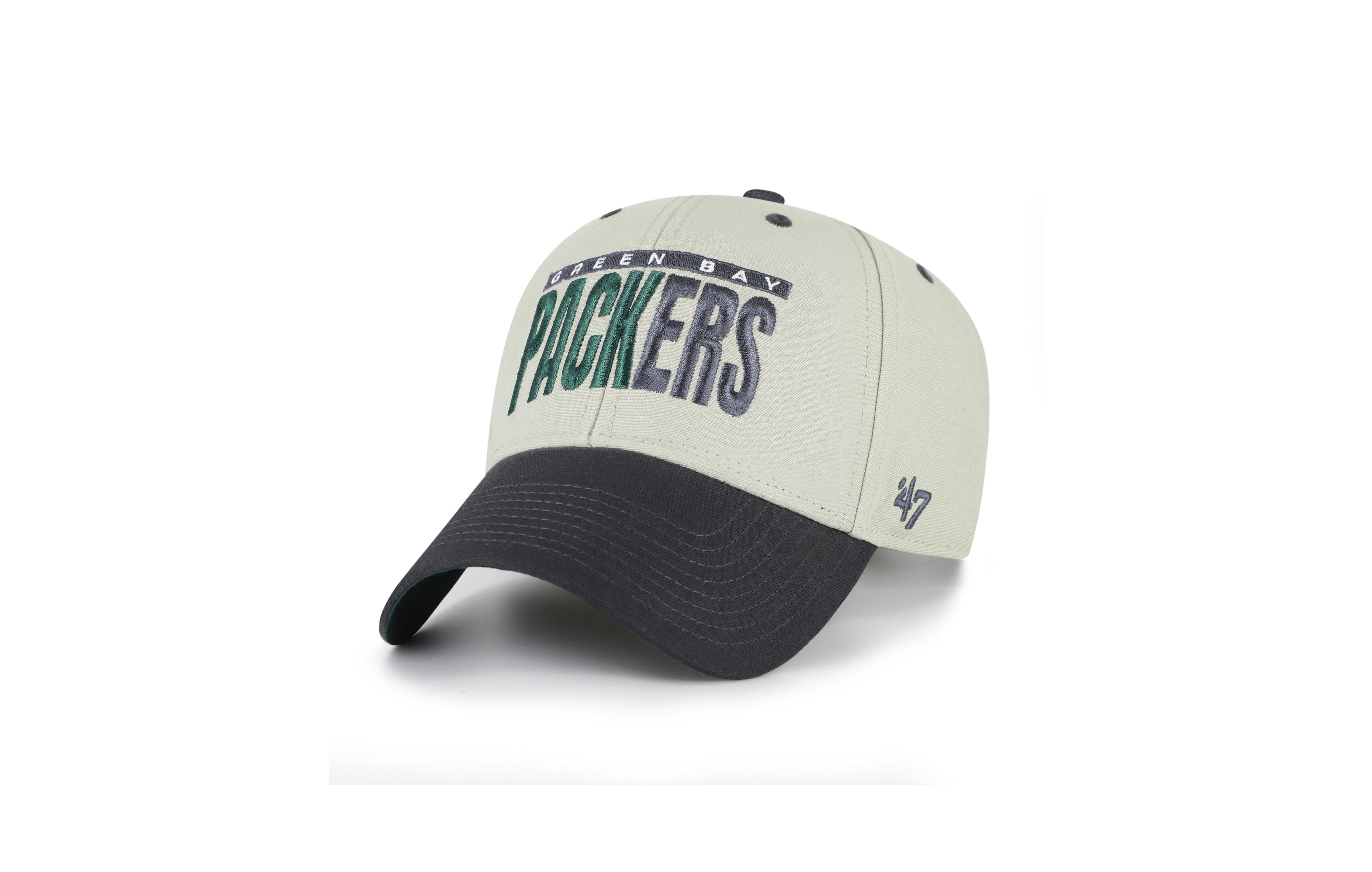 '47 Brand Men's Gray/Black Green Bay Packers Half Block Text Mvp Adjustable Hat