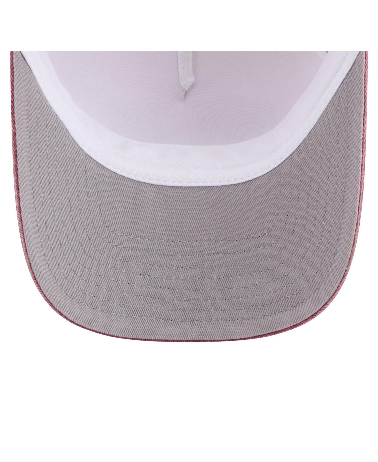 Men's Stone/Crimson Alabama Crimson Tide Frayed Patch 9FORTY M-Crown A-Frame Trucker Adjustable Hat
