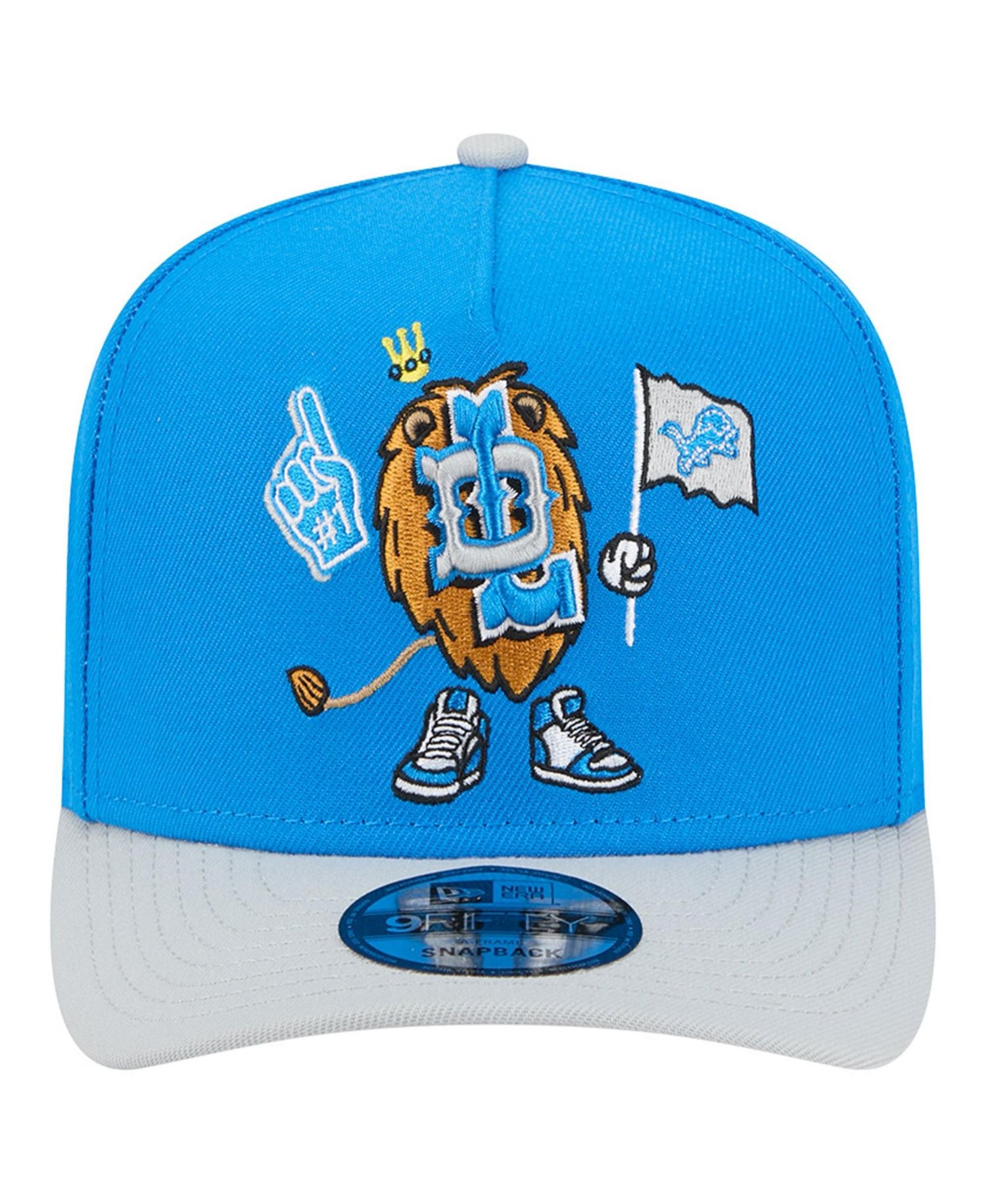 Men's Blue/Silver Detroit Lions Cartoon A-Frame 9FIFTY Snapback