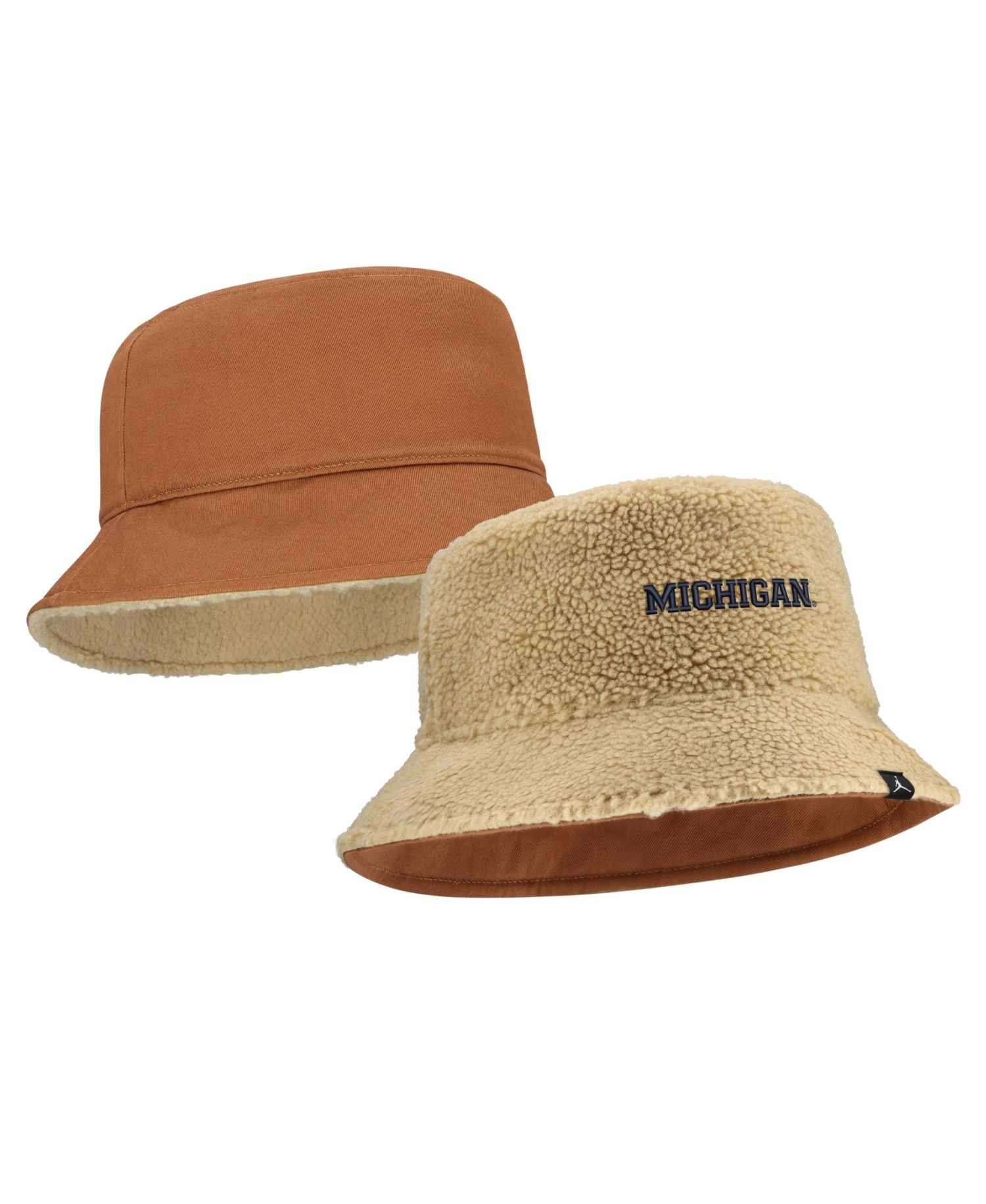 Men's and Women's Beige/Tan Michigan Wolverines Campus Prep Script Reversible Bucket Hat