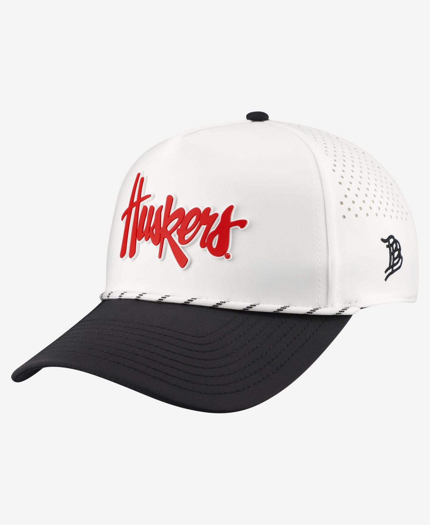 Мужской головной убор Branded Bills White/Black Nebraska Huskers Classic Adjustable Rope Hat — фото 1