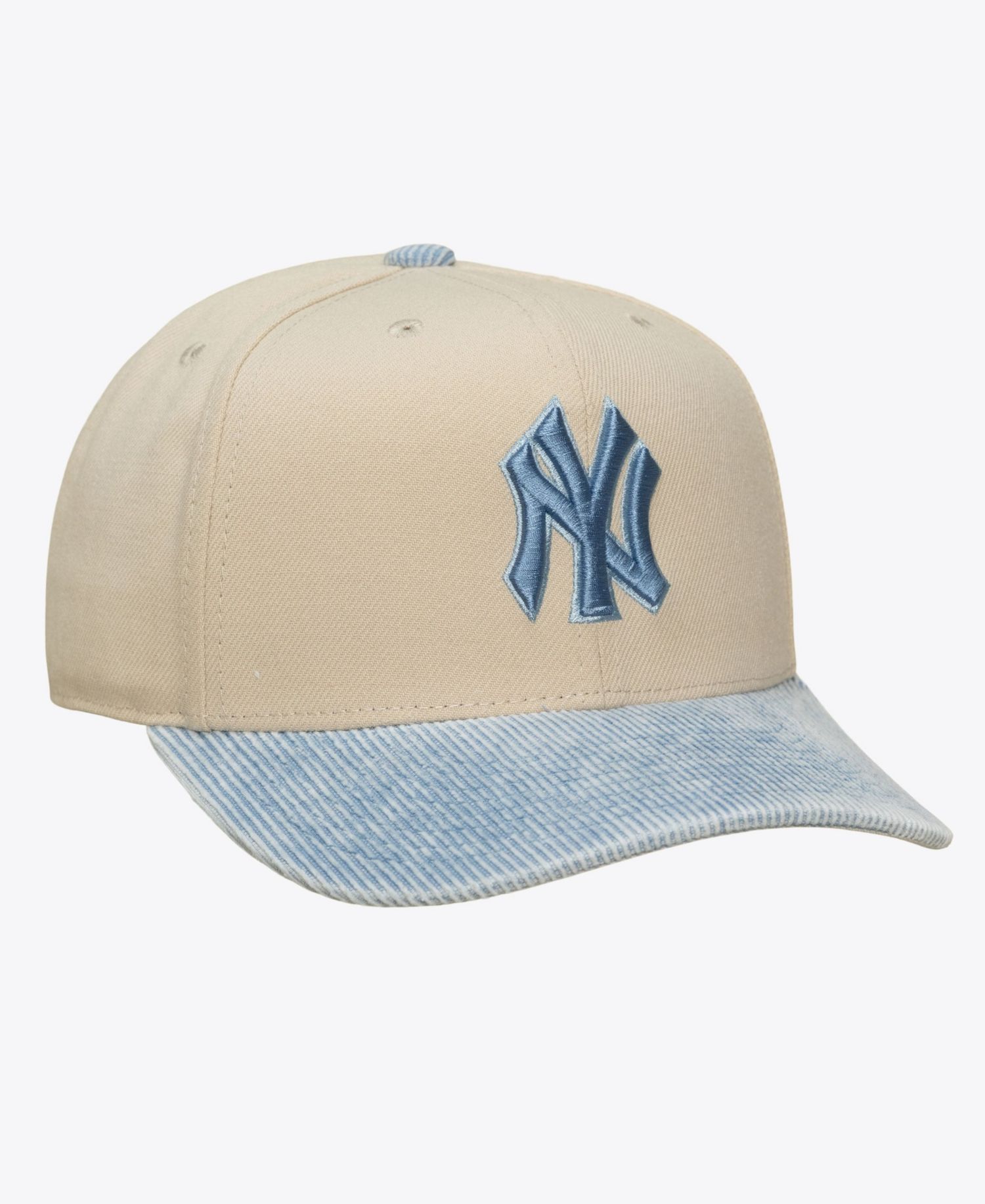 Men's Cream/Light Blue New York Yankees Washed Corduroy Pro Crown Snapback Hat