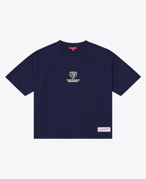 Женская футболка Mitchell & Ness Navy Chicago Bears Core Essentials Micro Logo Boxy Crop