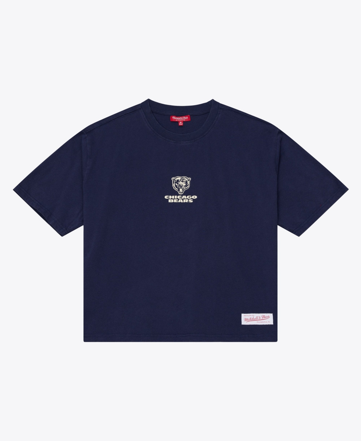 Mitchell & Ness Women's Mitchell Ness Navy Chicago Bears Core Essentials Micro Logo Boxy Crop T-shirt In Blue