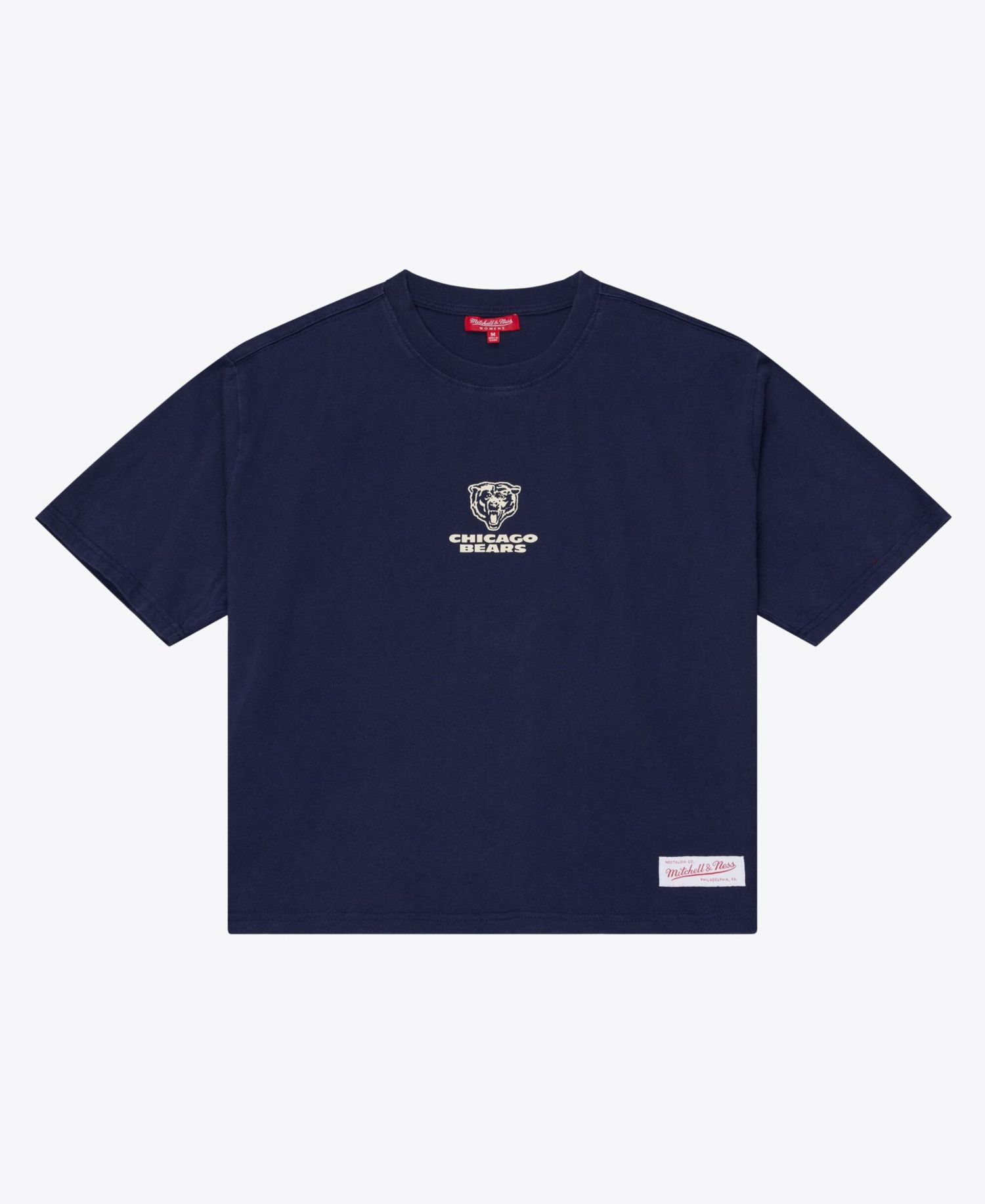 Women's Navy Chicago Bears Core Essentials Micro Logo Boxy Crop T-Shirt