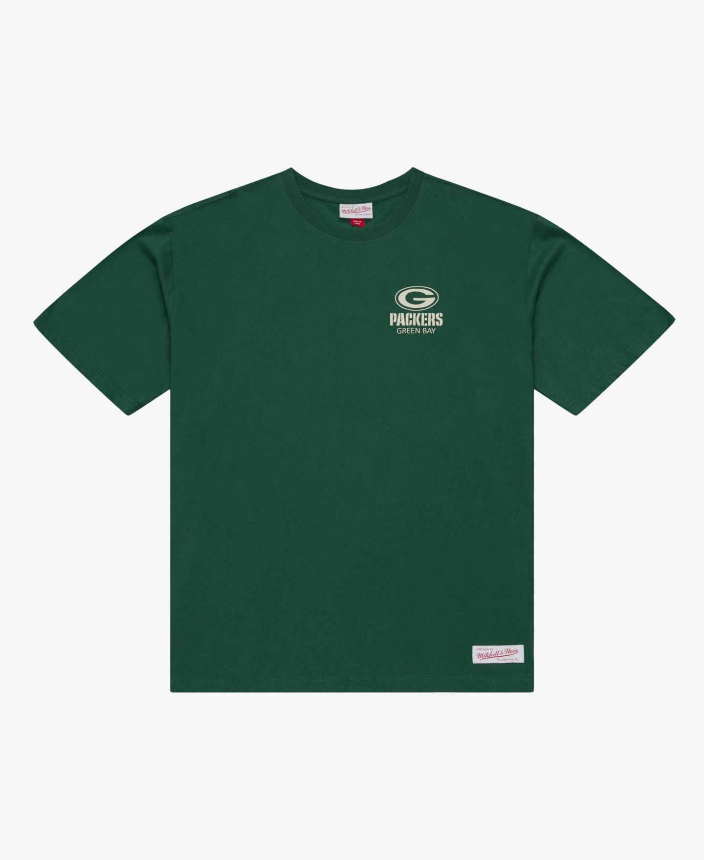 Мужская футболка Mitchell & Ness Dark Green Green Bay Packers Core Essentials Micro Logo — фото 1