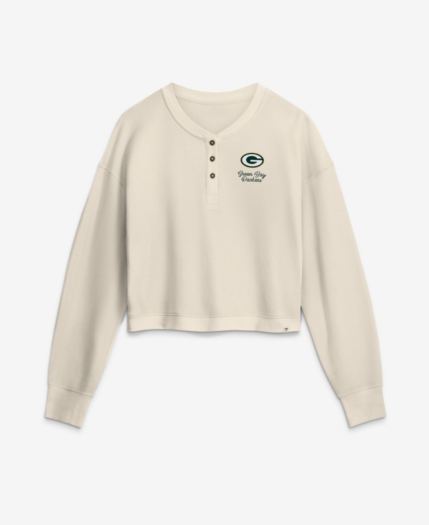 Женская рубашка Fanatics Cream Green Bay Packers Relaxed Cropped Long Sleeve — фото 1
