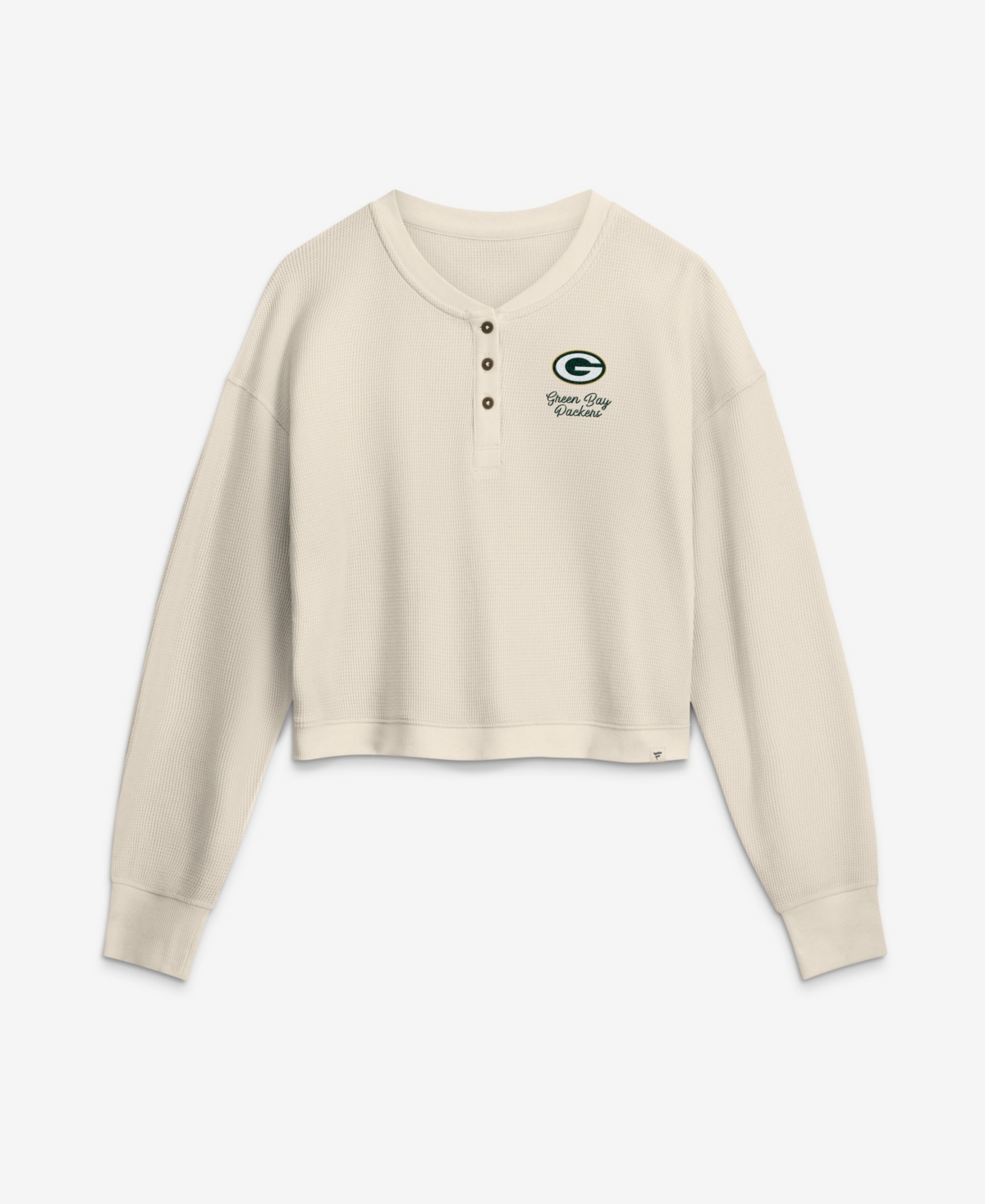 Fanatics Women's Cream Green Bay Packers Relaxed Cropped Long Sleeve Shirt - Cream