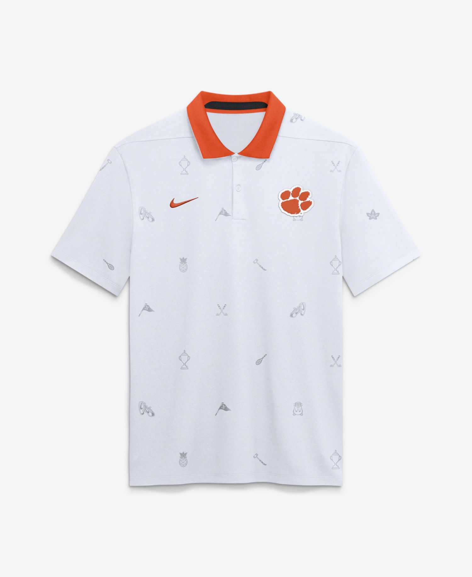 Men's White Clemson Tigers Vapor Pattern Dri-FIT Polo