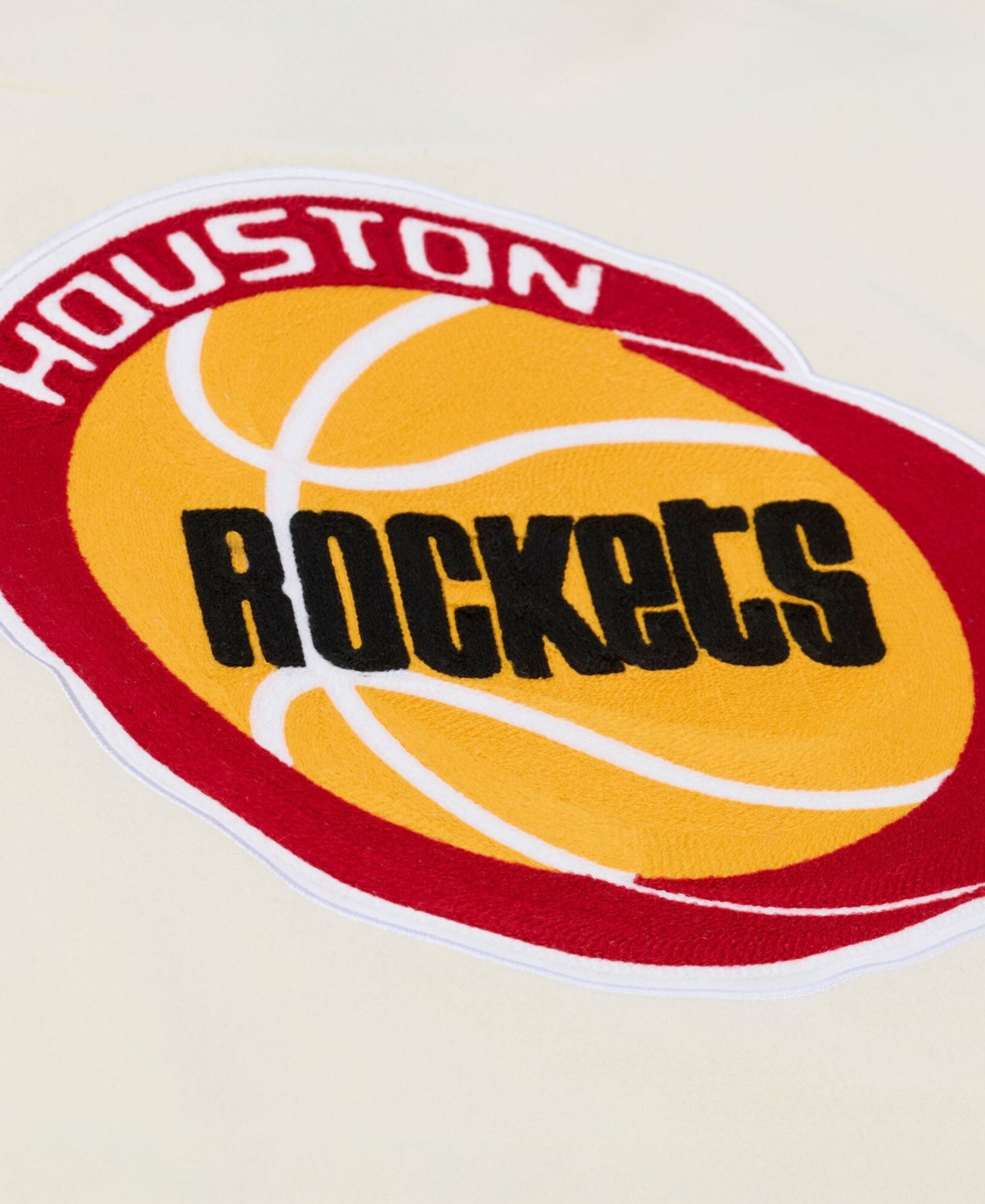 Men's Cream Houston Rockets Hardwood Classics Chainstitch Premium Fleece Hoodie