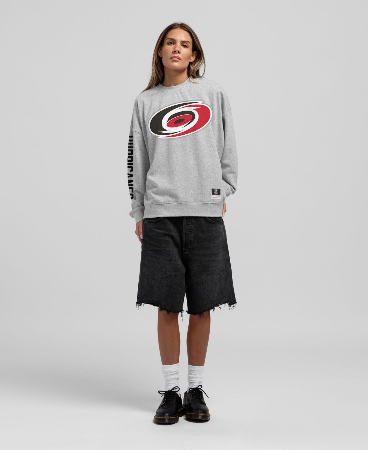 Women's Heather Gray Carolina Hurricanes Core 3-Hit Oversized Sweatshirt