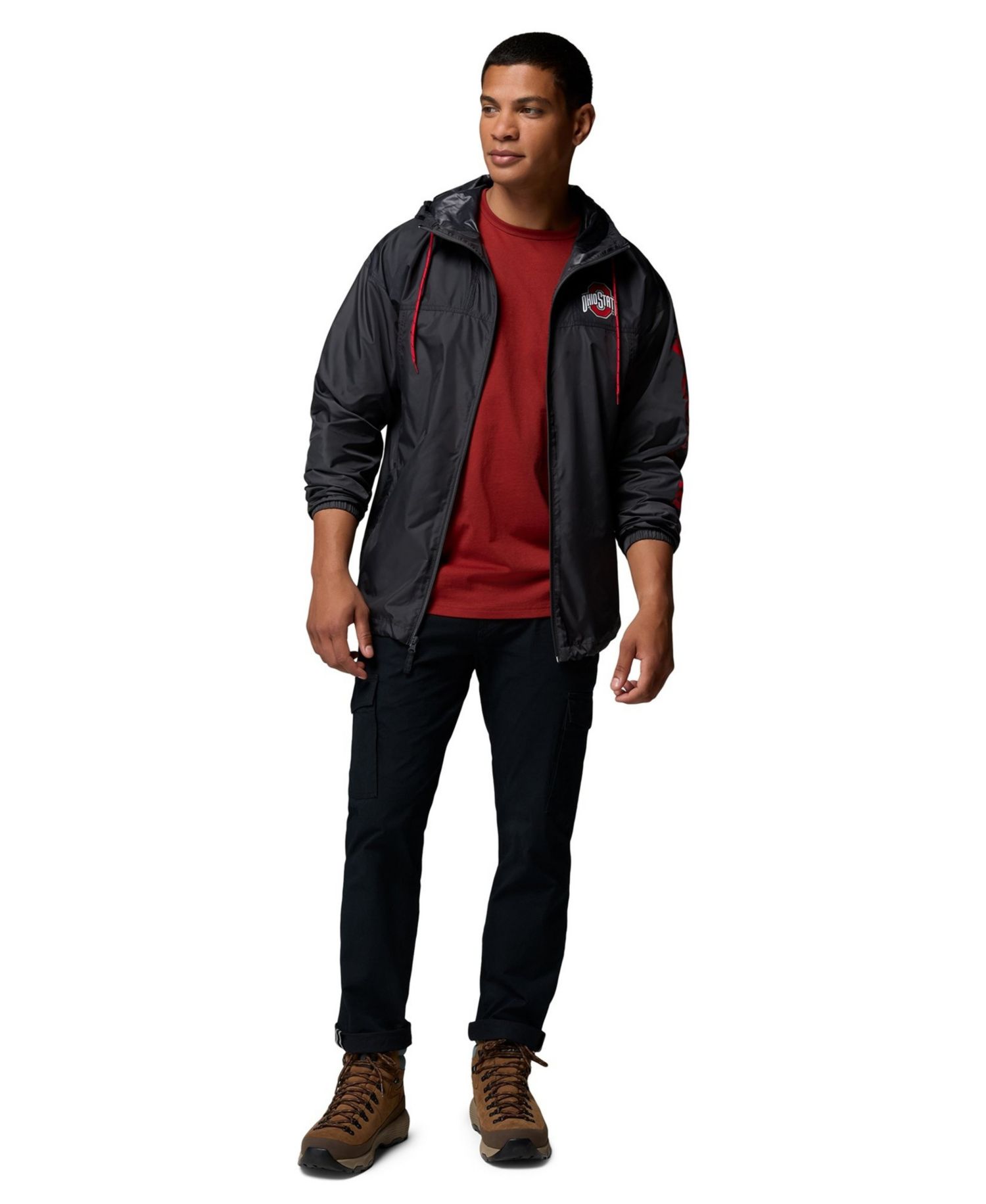 Men's Black Ohio State Buckeyes Flash Challenger II Full-Zip Hooded Windbreaker