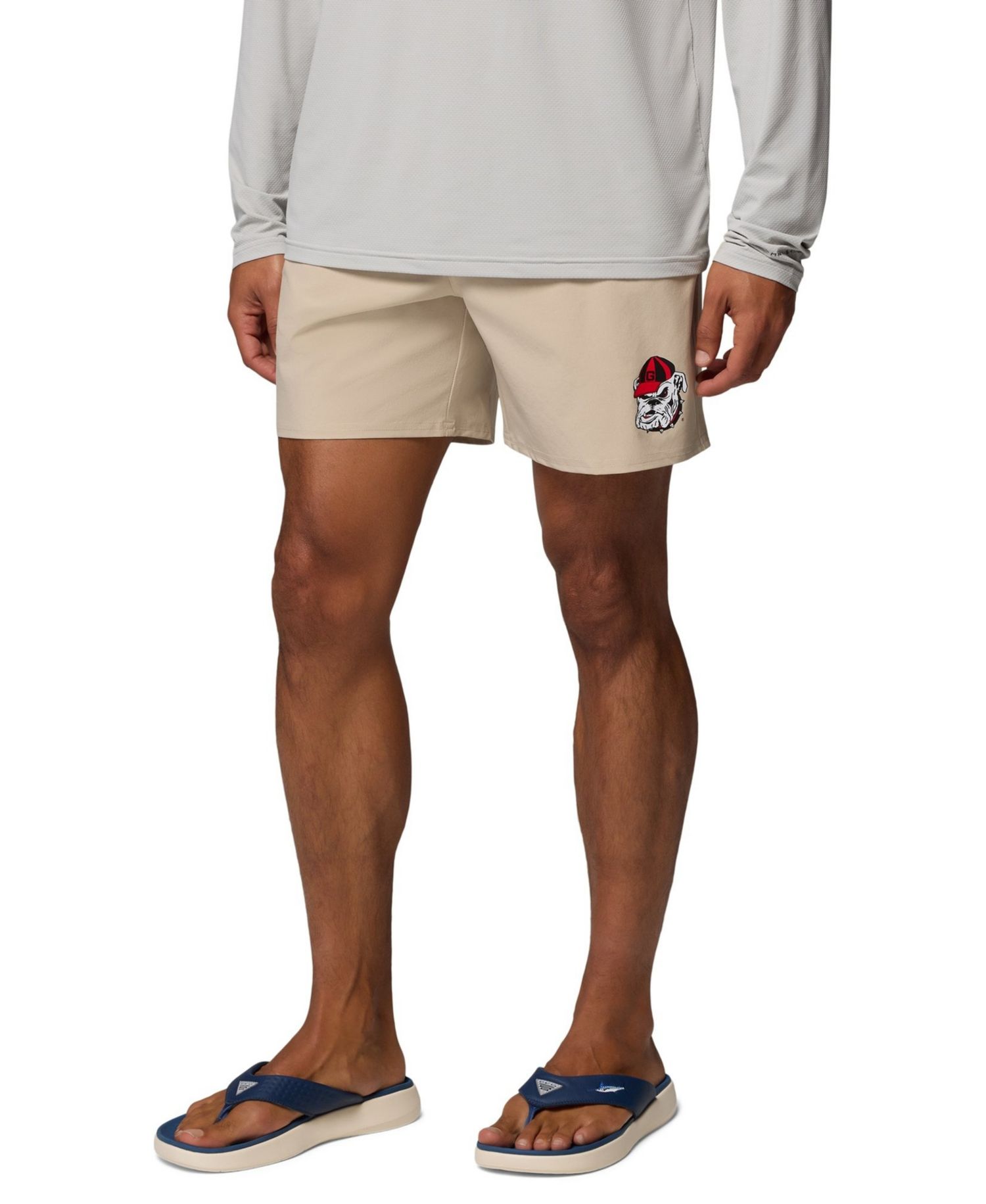 Men's Natural Georgia Bulldogs PFG Terminal Roamer™ Omni-Shade™ Stretch Shorts
