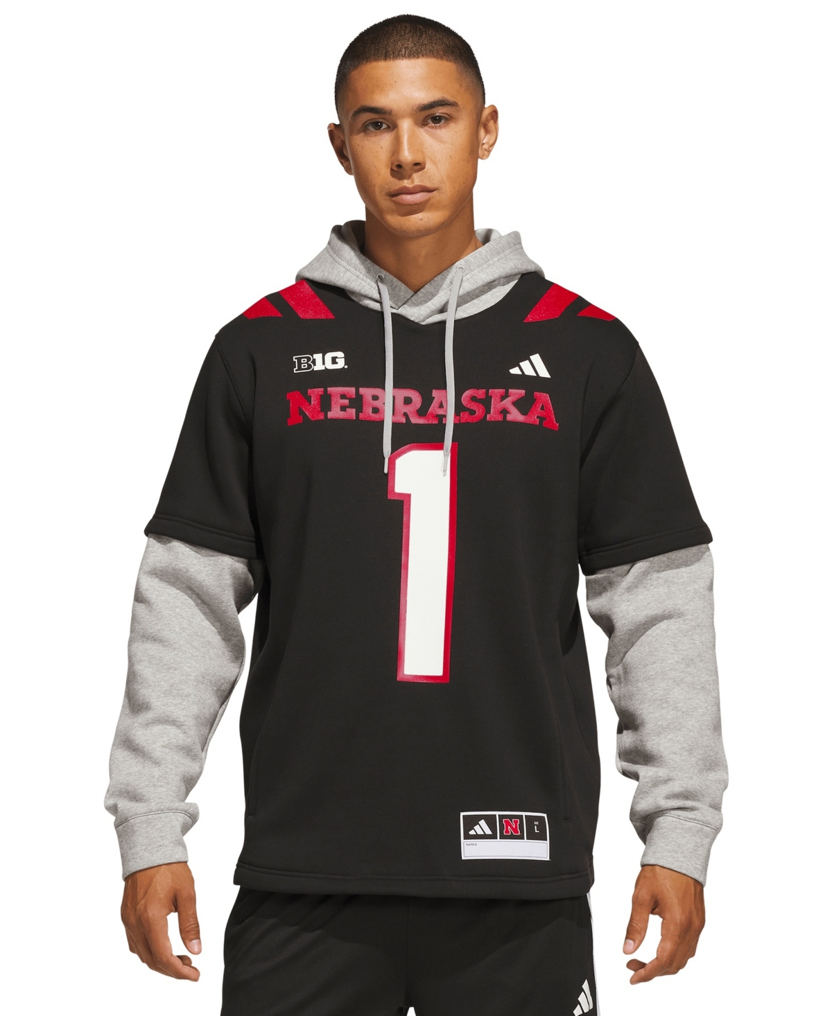 adidas Men's Black Nebraska Huskers Our Red Burns Brighter Strategy Jersey Hoodie