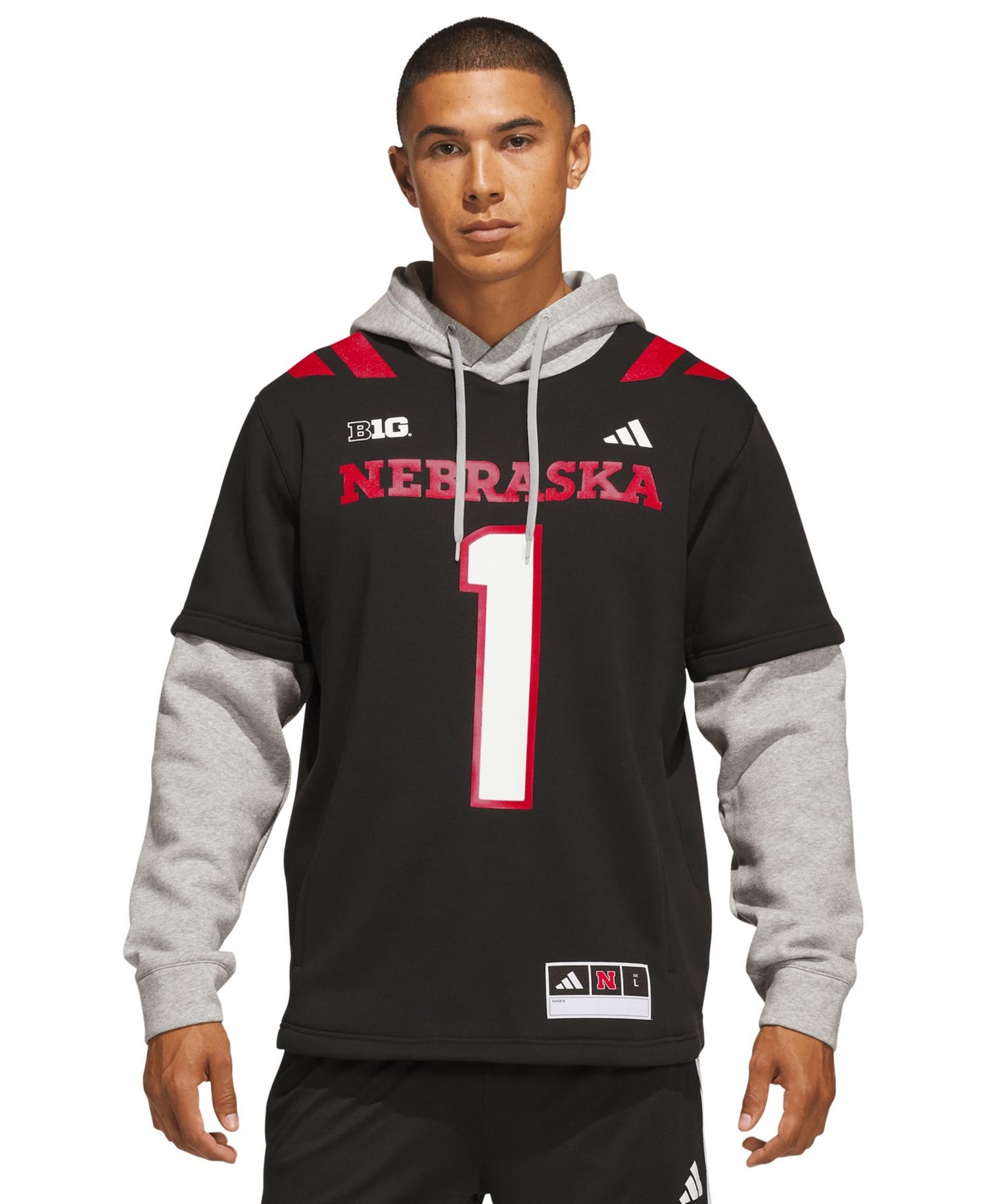 Men's Black Nebraska Huskers Our Red Burns Brighter Strategy Jersey Hoodie